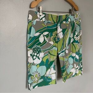 Billy Blue High Riss Floral Burmuda Shorts Green Cotton Small Medium 6